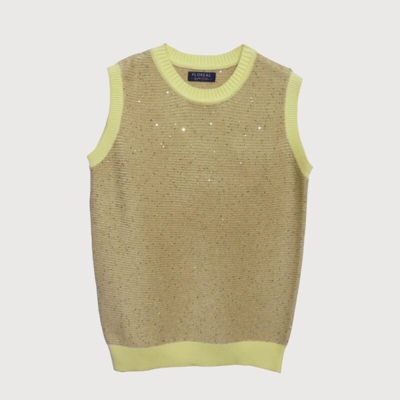 Sequin Plated Sleeveless Knit Vest