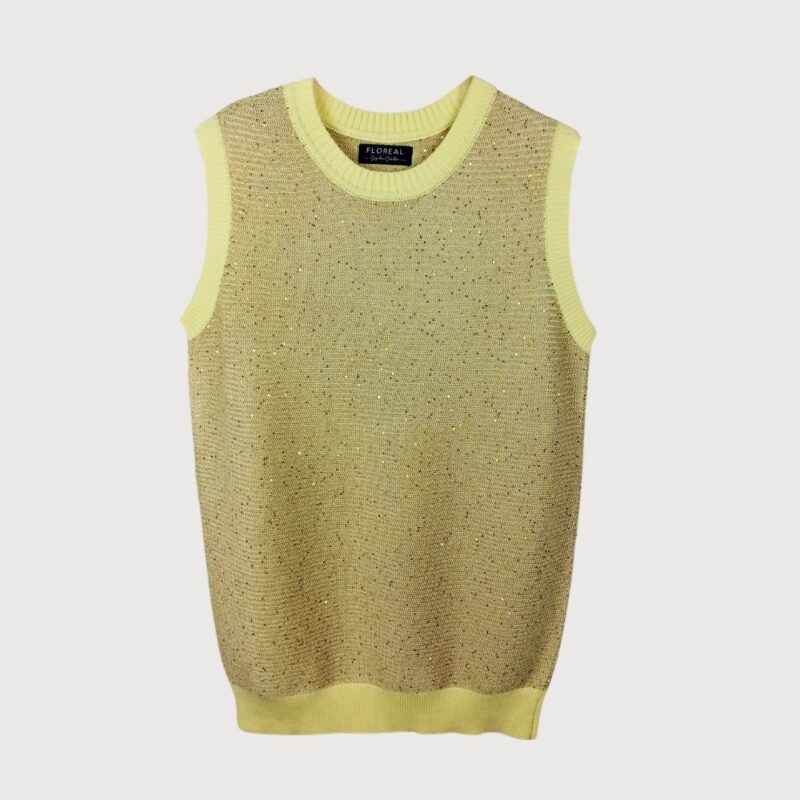 Sequin Plated Sleeveless Knit Vest