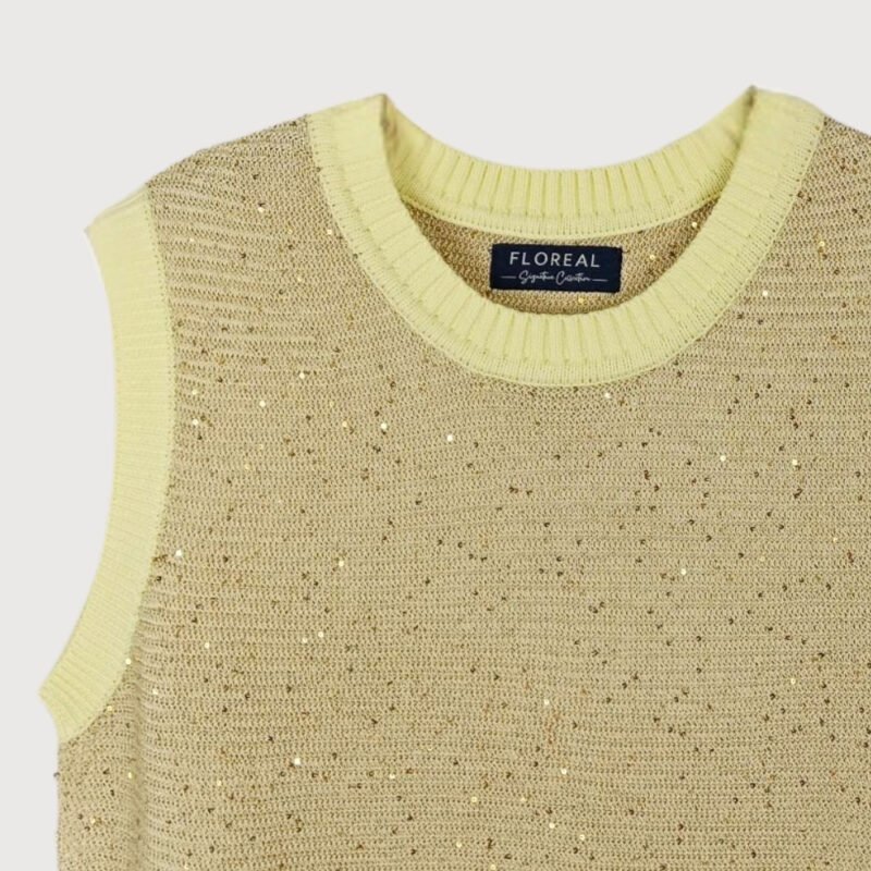 Sequin Plated Sleeveless Knit Vest - Image 2