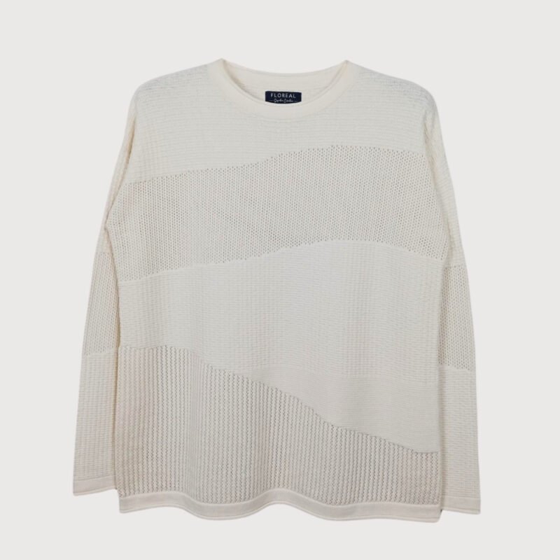 Textured Panel Long Sleeve Sweater