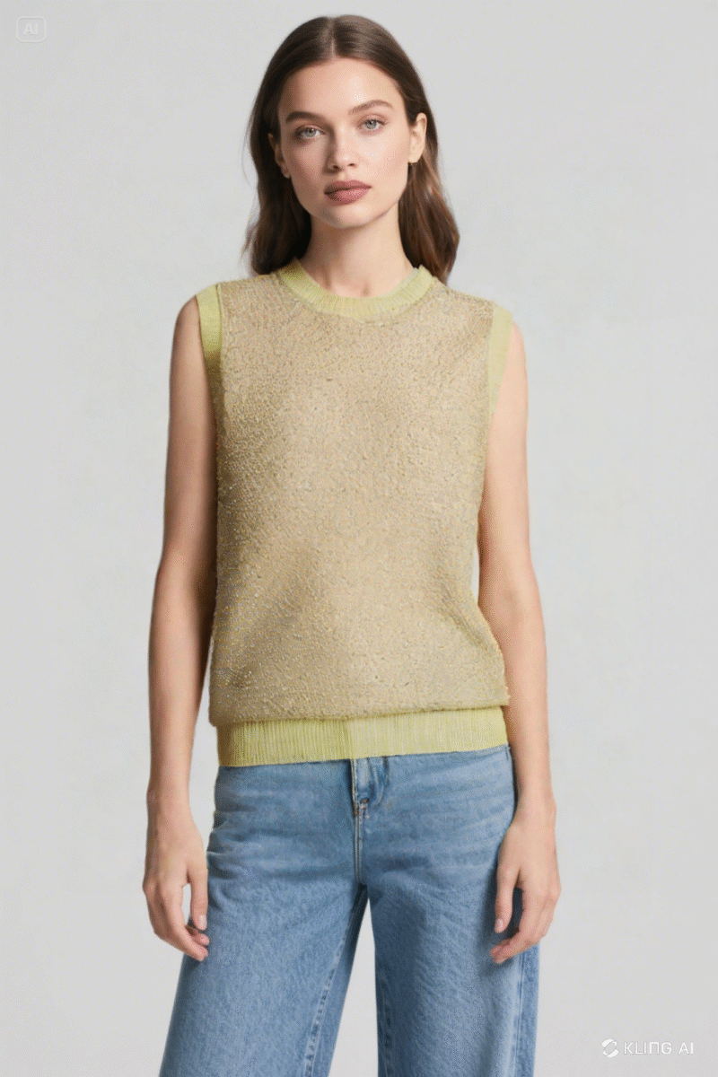 Sequin Plated Sleeveless Knit Vest - Image 3