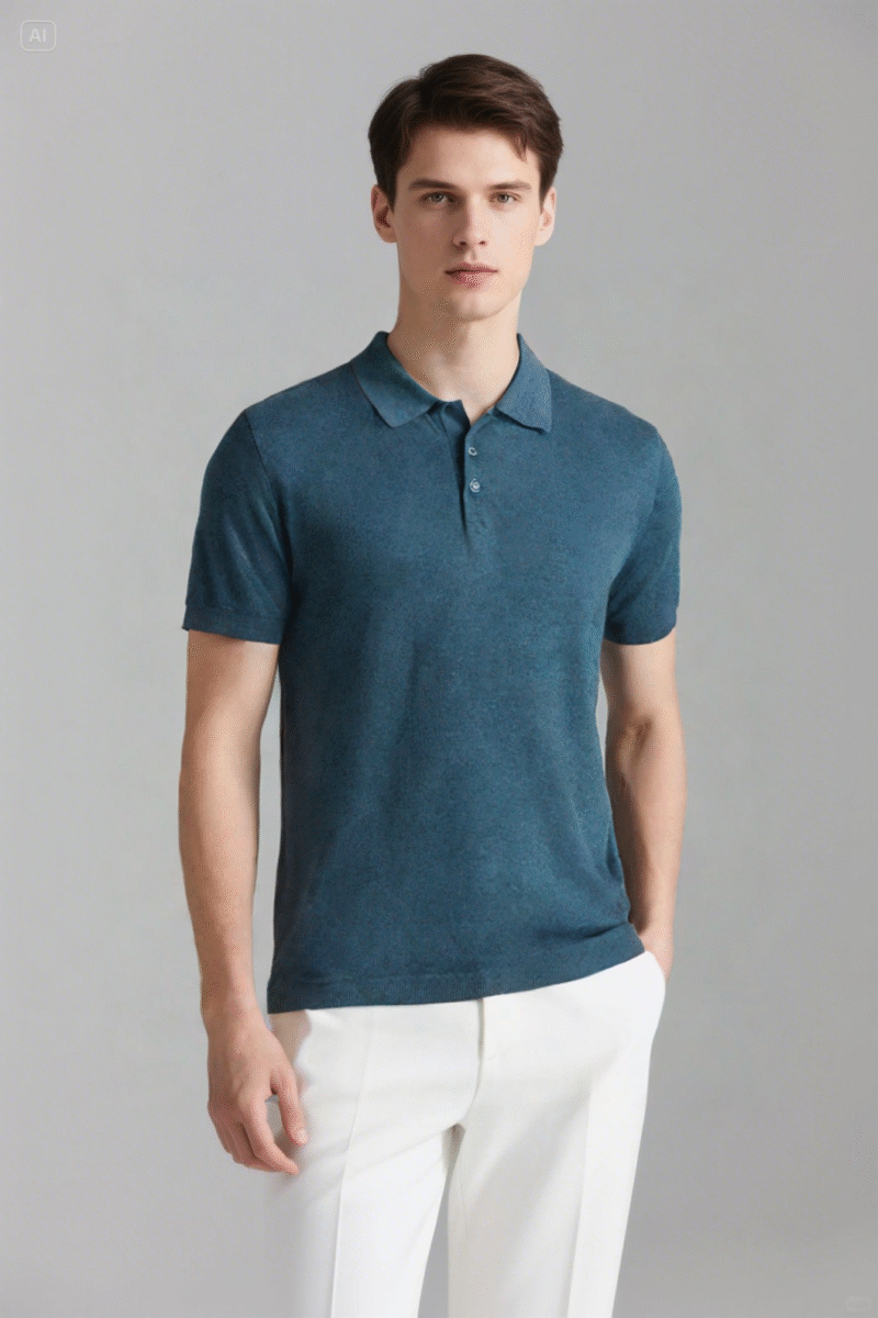 Cotton Textured Knit Polo - Image 4