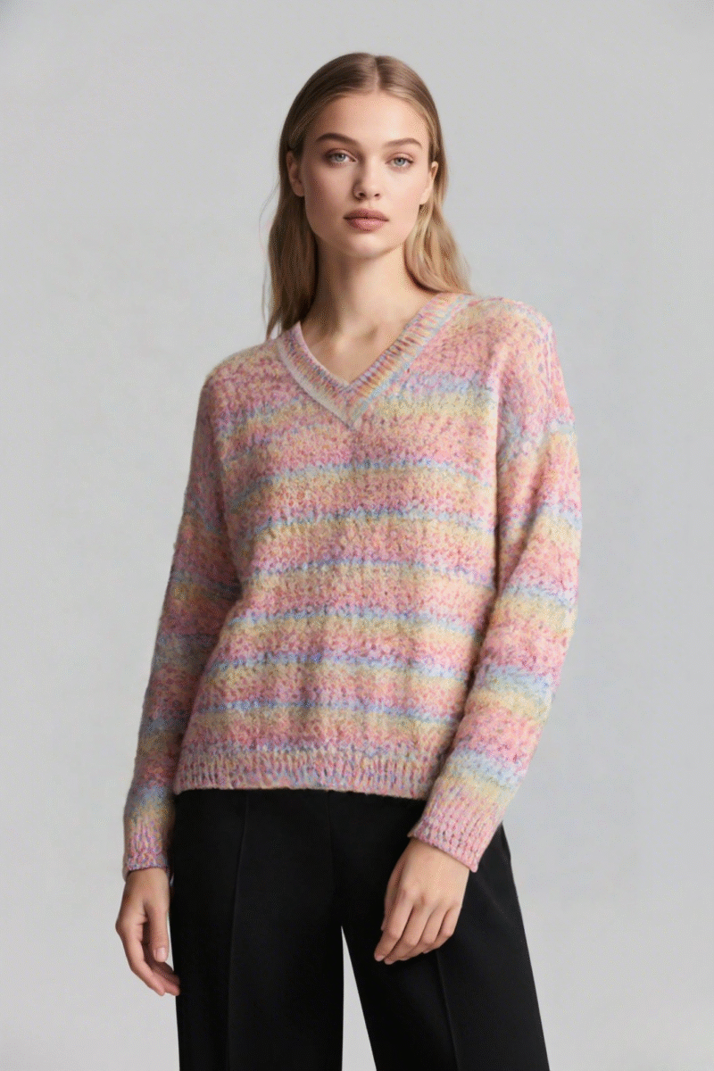 Multicolor Stripe Ladies Sweater - Image 2