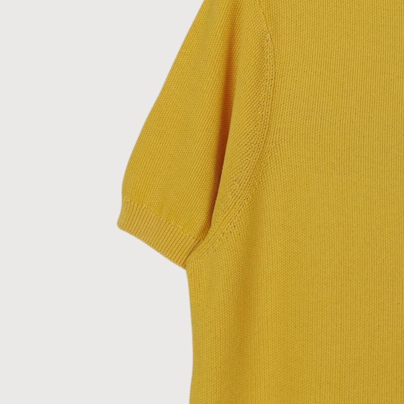 Mustard Yellow Textured Knit Polo - Image 3