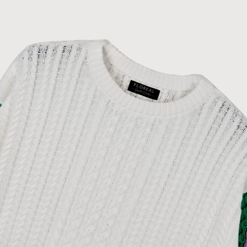 White Cable with Striped Sleeves - Image 2
