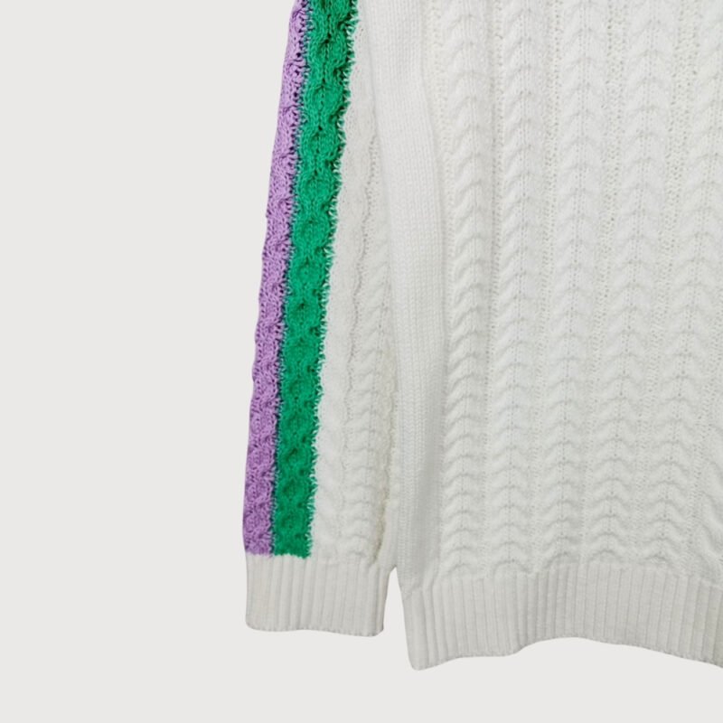 White Cable with Striped Sleeves - Image 3
