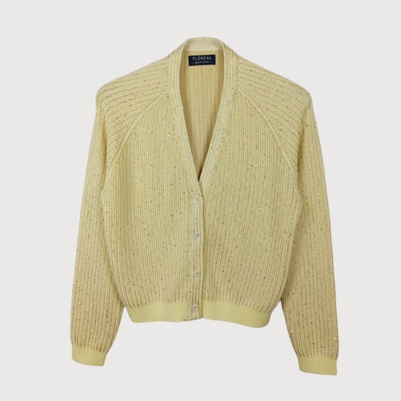 Sequin Plating Button-Up Cardigan