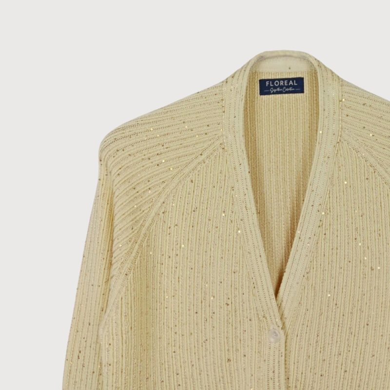 Sequin Plating Button-Up Cardigan - Image 2