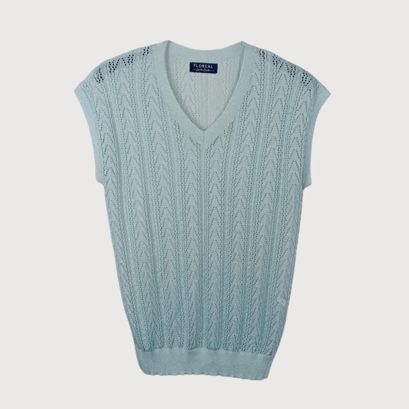 Pointelle Knit V-Neck Sweater Vest