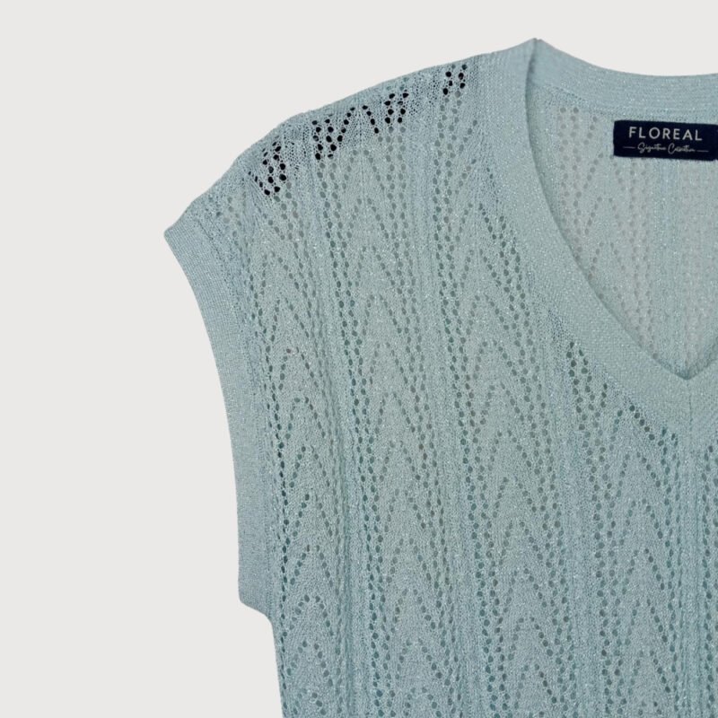 Pointelle Knit V-Neck Sweater Vest - Image 2
