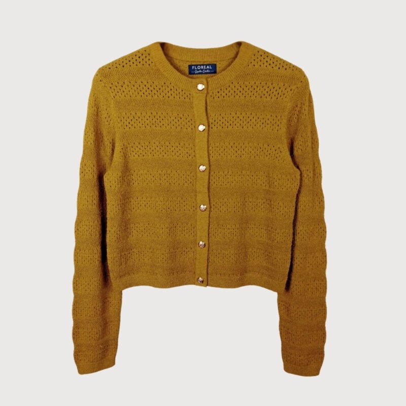 Pointelle Knit Button-Up Cardigan