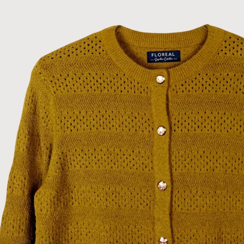 Pointelle Knit Button-Up Cardigan - Image 2