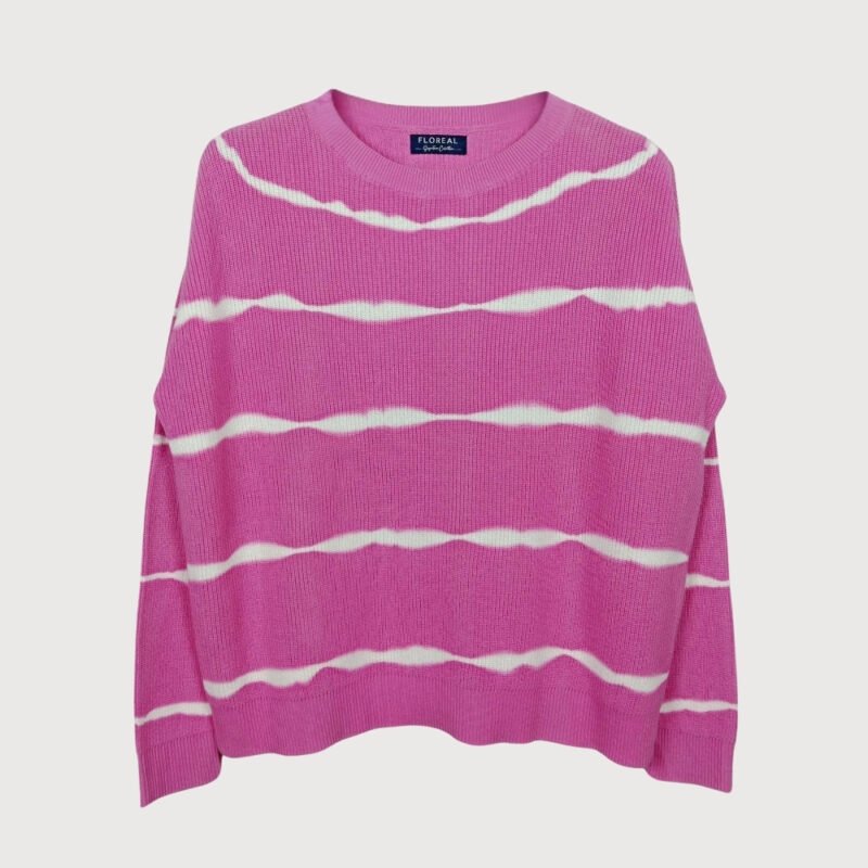 Tie-Dye Striped Crew Neck Sweater