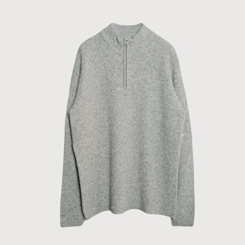 Light Grey  High Crew Neck Neps Sweater