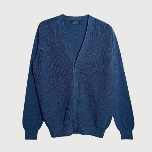 Dark Blue Cotton Button Cardigan