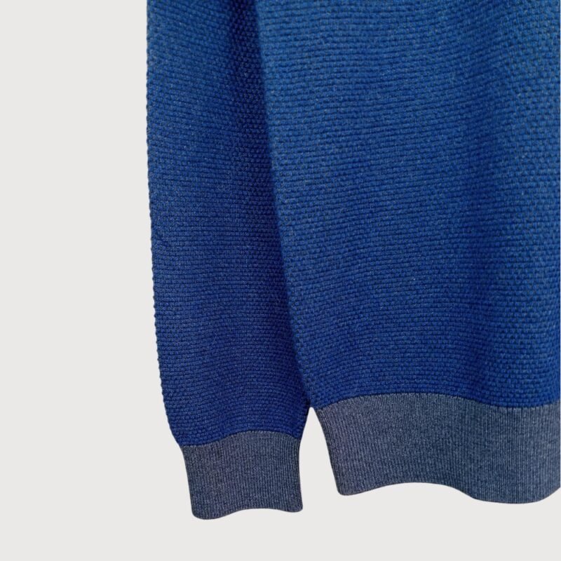 Blue Textured Crew Neck Sweater - Image 3