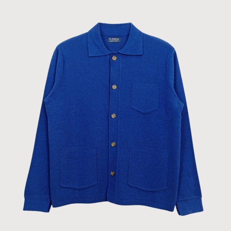 Blue Cotton Knit Chore Jacket