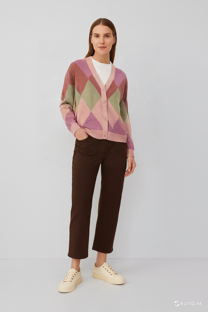 Argyle Button-Down Cardigan - Image 4