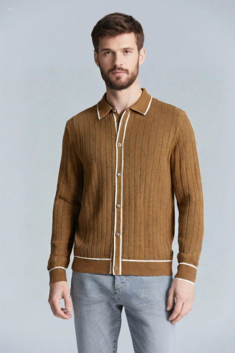 Ribbed Cardigan Cotton Sweater - Image 4