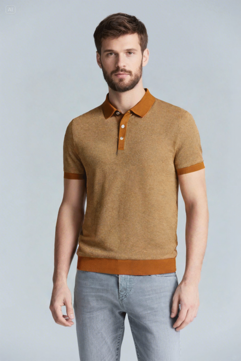 Textured Knit Short-Sleeved Polo - Image 4