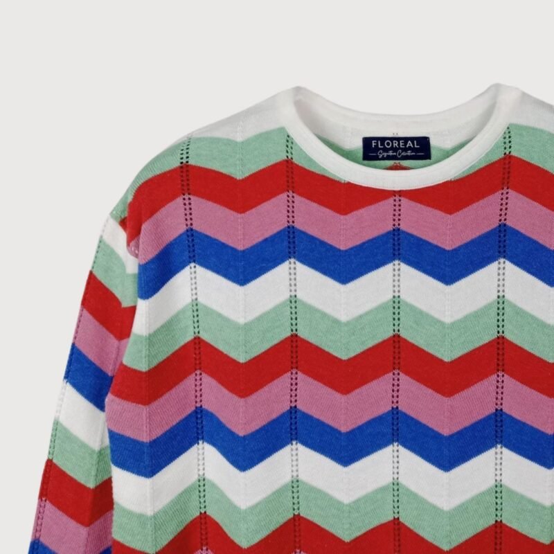 Multi-Color Chevron Knit Sweater - Image 2