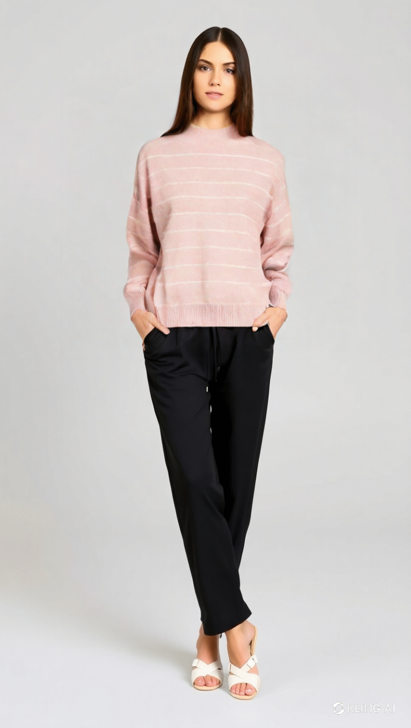 Pink & Yellow Striped Sweater - Image 4