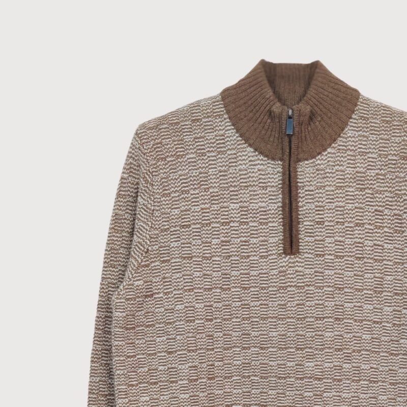 Lambswool High Crew Zip Sweater - Image 2