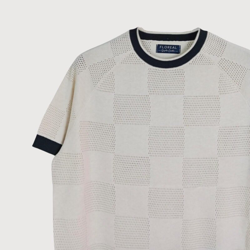 Men’s Square Geometric Pointelle Knit Tee