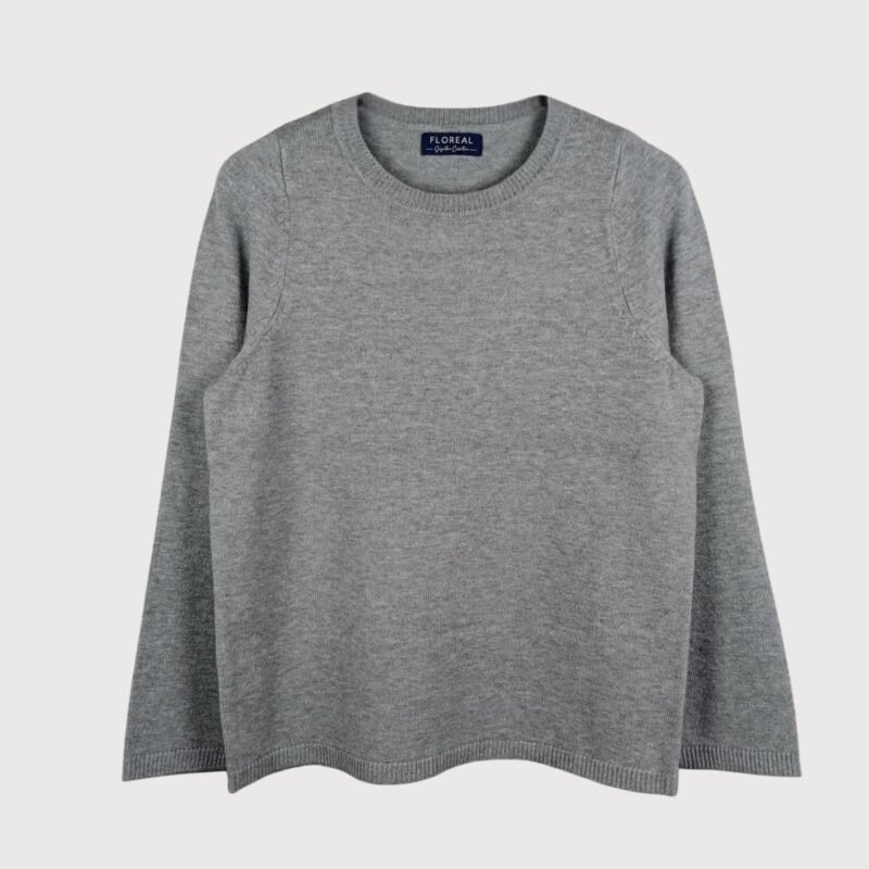 Women’s Gray Raglan Sleeve Crew Neck Sweater