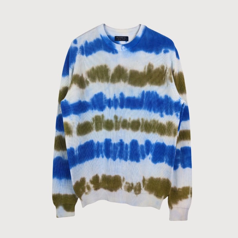 Men’s Abstract Tie-Dye Ribbed Crew Neck Sweater